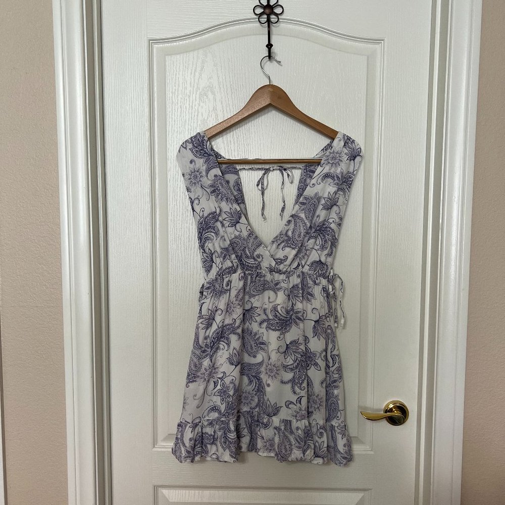 White and Blue Floral Dress- CUPSHE